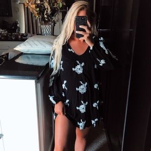 Free People Black and White Floral Mini Dress
